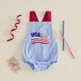 thumbnail image 2 of Dakiuu My First 4th of July Baby 1 Piece Summer Romper Newborn Infant Boy Girl USA Flag Embroidered Jumpsuit Sleeveless Backless Bodysuit Outfits 0-18 Month, 2 of 9