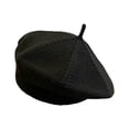 thumbnail image 2 of Only Moment Daily wear headwear Classic French Wool Beret Solid Color Knitted Painter Hat, Warm Fashion Artist Beanie Cap for Women Men Daily Casual and Dress Occasions Black,One Size, 2 of 4