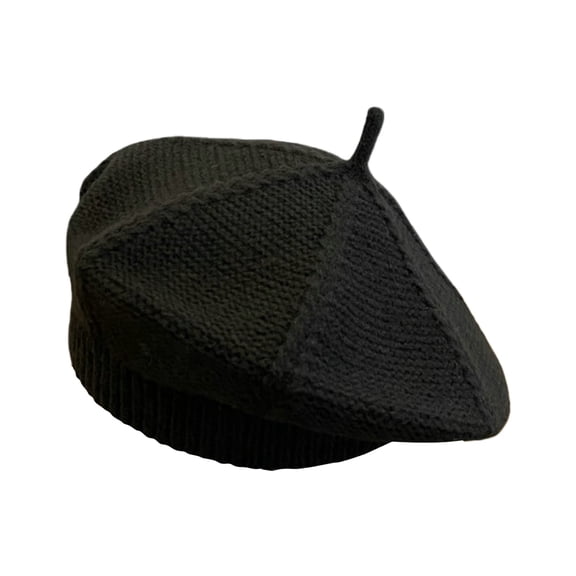 DJN Women's Fashion Knit Beret Hat Solid Artist Style Slouchy Beret for Women Versatile Painter Cap for All Seasons Black One Size