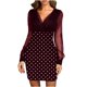 thumbnail image 1 of Vestido de fiesta con cuello en V elegante retro sexy de malla con estampado de puntos a la moda para mujer Pompotops hdfakjf7510, 1 of 6