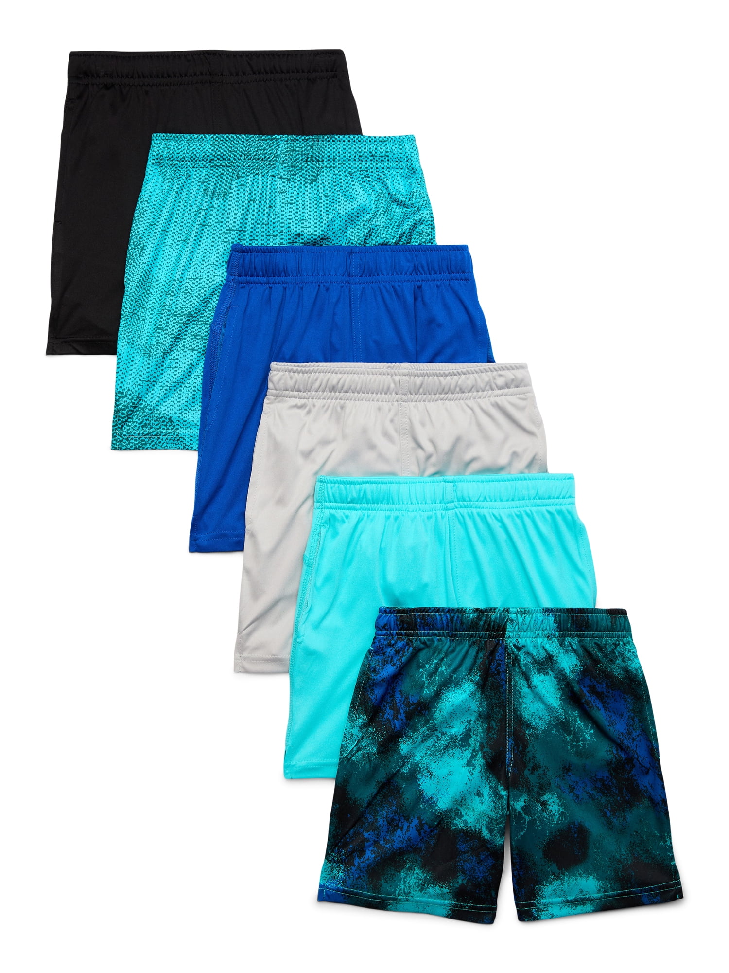 Athletic Works Boy's Active Performance Shorts, 6-Pack, Sizes 4-18 & Husky
