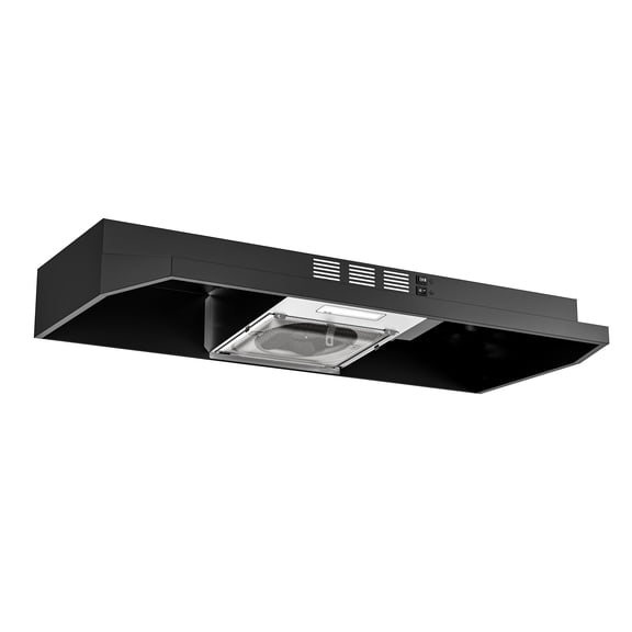 FIREGAS 36 Inch Under Cabinet Range Hood, Matte Black Vent Hood for Kitchen with 300 CFM 2-Speed Exhaust Fan, Ducted/Ductless Convertible, Reusable Aluminum Mesh Filter