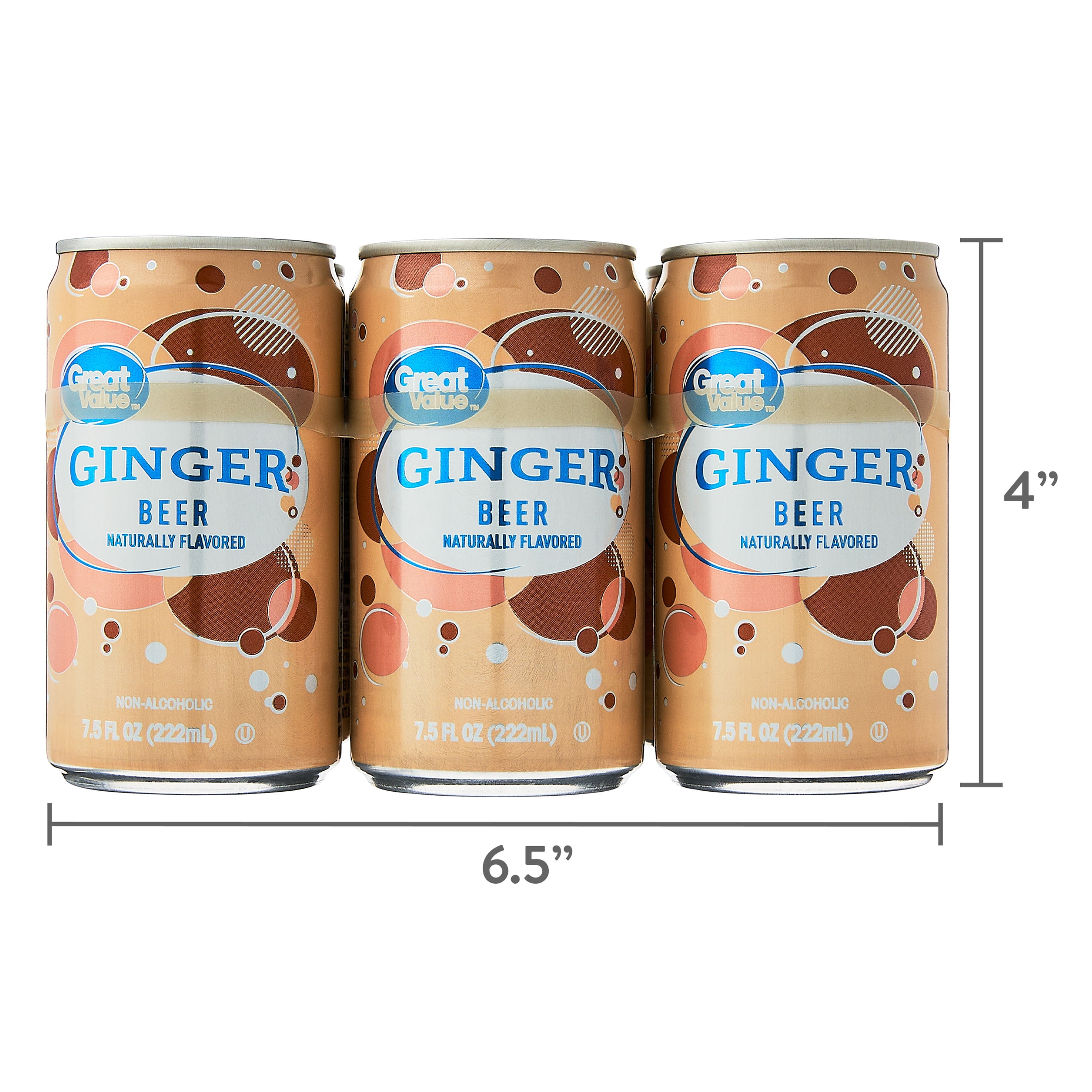 Great Value Ginger Beer, 7.5 fl oz, 6 Cans