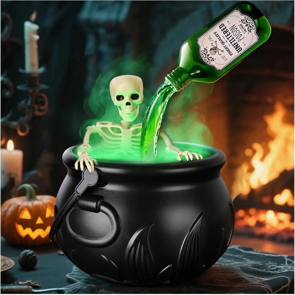 Magic Floating Potion Bottles and Diffuser Halloween Decorations Indoor Skeleton Witches with Cauldron Halloween Decor Spooky Home Decor for Vintage Kitchen Table Decor Party Decorations (1PCS)
