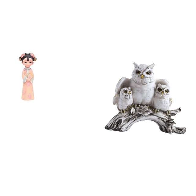 Estatua De Resina De Niña Tradicional China Y Escultura De Búho Moderna, Adorno De Escritorio En Miniatura Para Dormitorio, Oficina, Sala De Estar, Decoración De Gabinete, Regalo De