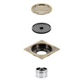 thumbnail image 5 of Kingston Brass Watercourse Symmetric 4" Square Grid Shower Drain Brushed Brass Brushed, 5 of 5