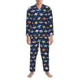 thumbnail image 3 of Naloa Planets And Stars Men’s Pajamas Set - Long Sleeve Button Down Sleep Shirt and Pajama Bottoms Sleepwear Set-XX-Large, 3 of 7