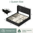 thumbnail image 6 of Breltam Queen Size Bed Frame with 4 Storage Drawers, Wingback Tufted Headboard, LED Lights, Black Velvet Upholstered Platform Bed, No Box Spring Needed, 6 of 9