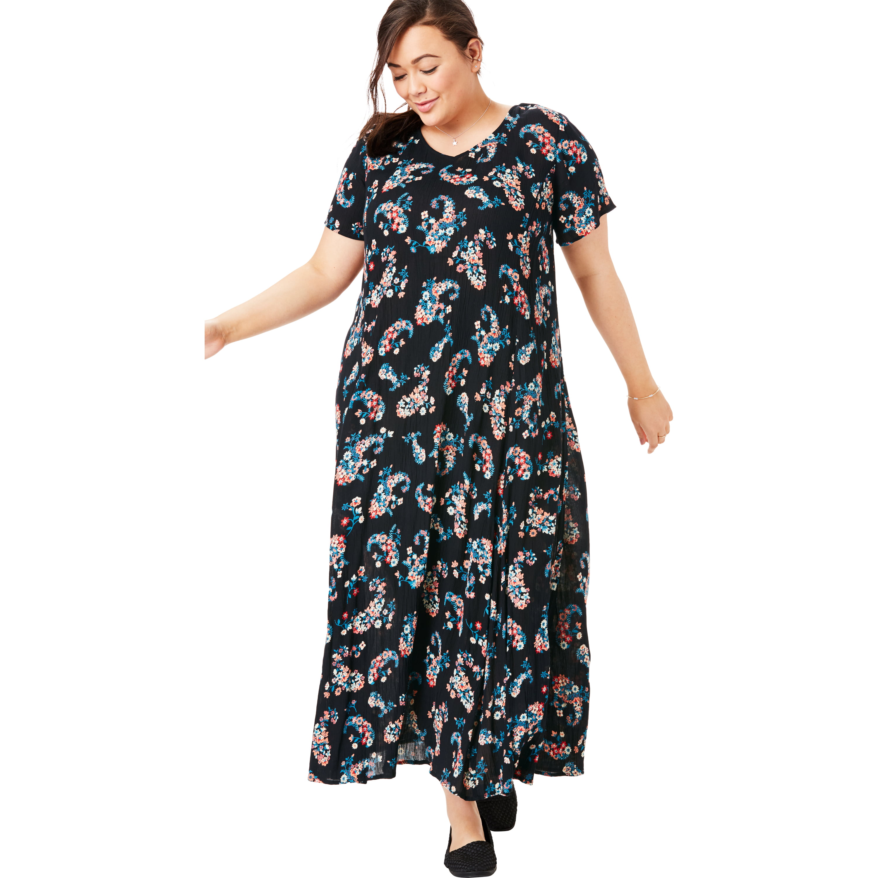 Woman Within - Woman Within Women's Plus Size Crinkle Dress - Walmart ...