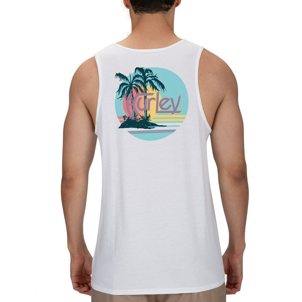 Hurley - Mens T-Shirt Blue Palm Tree Graphic Back Tank Top 2XL ...