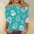 thumbnail image 1 of TaTaai Women Casual 3/4 Sleeve Crew Neck Top Easter Print Pullover T-Shirt Ladies Spring Holiday Street Wear Lightweight Soft Non-See-Through No Fading Breathable Stylish Top Gift, 1 of 5