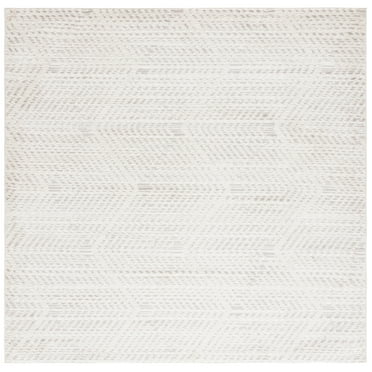 SAFAVIEH Revive Russell Geometric Polyester Area Rug, Ivory/Gray, 6'7" x 6'7" Square