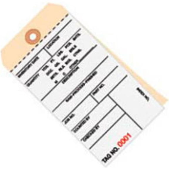 Box Packaging B43314 2 Part Carbonless Inventory Tags, Tan - 4000-4499 - No.8 - 6.25 x 3.125 in. - 500 per Pack