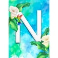 thumbnail image 2 of America Forever Summer Flowers Birds Monogram House Flag Letter N 28 x 40 inches Hummingbird Calla Lily Spring Floral Double Sided Vertical Outdoor Yard Lawn Decorative White Floral House Flag, 2 of 5