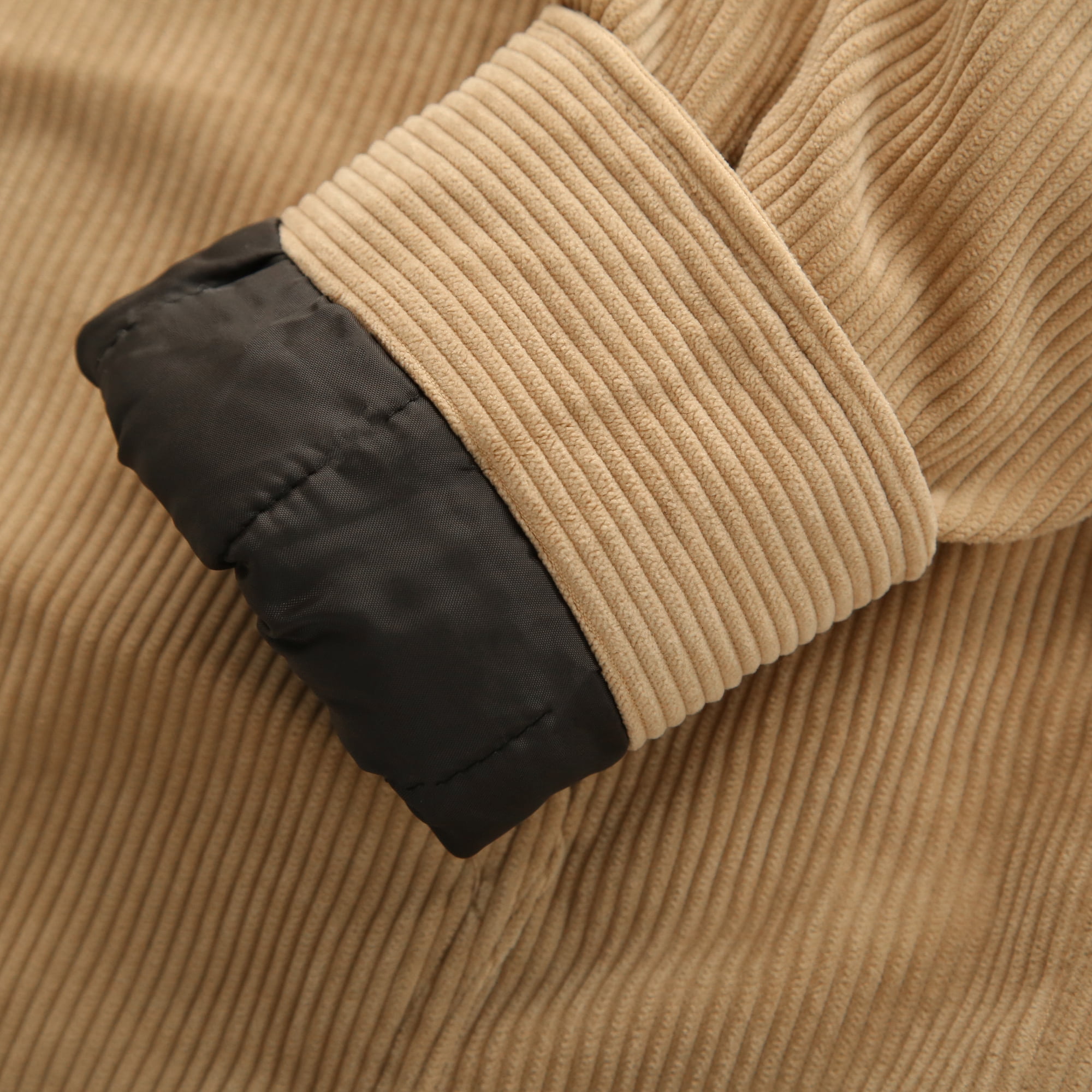Beautiful Giant Men's Corduroy Jacket with Sherpa Lining Winter Warm Zip-Up Hooded Coat Thick Thermal Outerwear