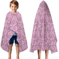 thumbnail image 3 of Pink Butterfly Pattern Hooded Bath Towel，50"x30" for Ages 3 To 12 Kids, Quick Dry Lightweight Soft Microfiber Hood Beach Towel Cover Up for Kids, 3 of 7