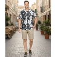 thumbnail image 4 of HAPPY BAY Men's Hawaiian Shirts Short Sleeve Button Down Shirt Floral Shirt Men Casual Beach Vacation Hawaii Island Shirts for Men Funny 6XL Allover Hibiscus, Black, 4 of 7