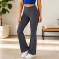 thumbnail image 2 of Horkkom Flare Leggings for Women High Waisted Yoga Pants Solid Color Workout Leggings with Pockets XXL, Gifts for Women, 2 of 9