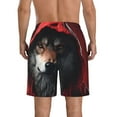 thumbnail image 3 of KLL Mysterious Hooded Wolf Men's Casual Summer Beach Shorts Hawaiian Shorts with Pockets-Small, 3 of 5