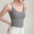 thumbnail image 2 of fatyb Women's Camisole with Built in Bra Comfy Padded Undershirts Adjustable Spaghetti Strap Tan Tops, 2 of 6