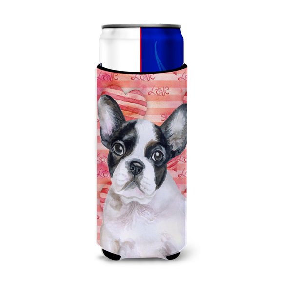 Carolines Treasures BB9797MUK French Bulldog Black White Love Michelob Ultra Hugger for slim cans  Slim Can multicolor
