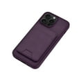 thumbnail image 5 of for iPhone 14 Back Case with Detachable Magnetic Card Bag, Classic PU Leather Kickstand Ultra Slim Shockproof Protective Anti-slip Business Phone Case for iPhone 14, Darkpurple, 5 of 11