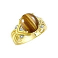 thumbnail image 3 of RYLOS Rings for Women 14K Yellow Gold Ring 12X10MM Gemstone &  Diamonds Great Ring for Middle or Pointer Finger Tiger Eye Size 9, 3 of 7