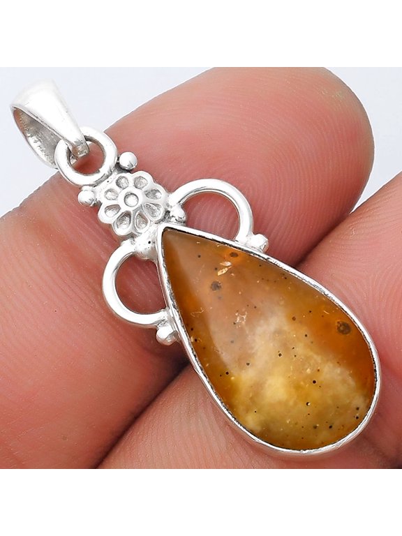 Natural Honey Dendritic Opal 925 Sterling Silver Pendant Jewelry P-1220 SDP126924
