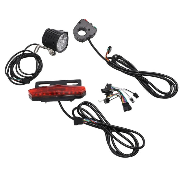 Rear Electric Bike Light Set 5Pin Key Switch Headlight Horn Taillight with Turn Signal Front Rear Warning Lights and Connection Cable
