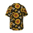 thumbnail image 2 of Xecao offers the Sunflowers And Bww for Men's Casual Short-sleeved Shirt, a button-up collared shirt with a pocket, perfect for beach vacations and yacht travel in the XX-Large size., 2 of 7
