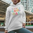 thumbnail image 2 of Have a Good Day, Groovy Retro Wavy Text Merch Gift, White Hooded Sweatshirt or Hoodie, Small, 2 of 5