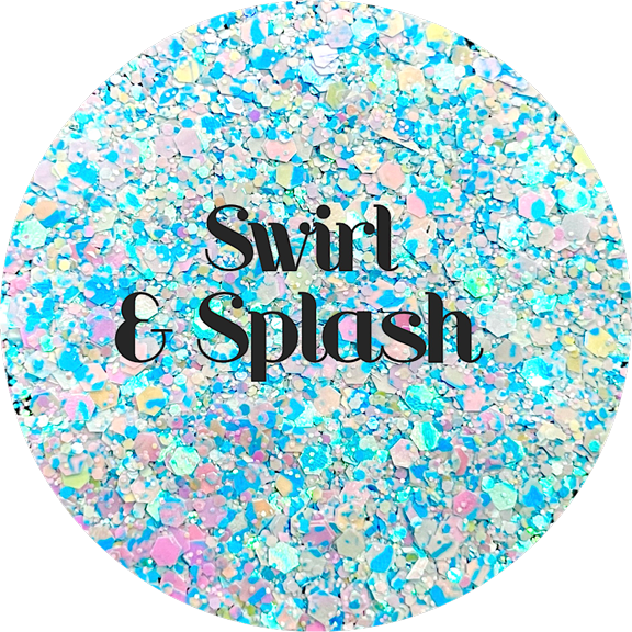 Glitter Heart Co. - High Quality Polyester Glitter - 1 oz Bag - Swirl & Splash - Blue Tie Dye Chunky Mix