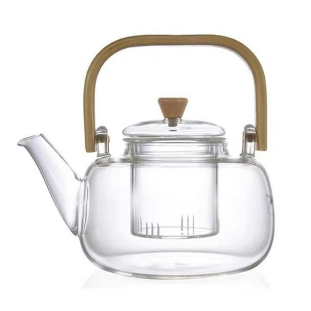 Tetera de vidrio, tetera, estufas transparentes, té hervido, té de Kung Fu, tetera floreciente y de con colador extraíble para barbacoa