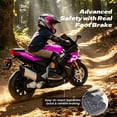 thumbnail image 6 of Track Seven 24V Ride on Motorcycle, Licensed Aprilia RSV4 Electric Motorcycle with Training Wheels, LED Lights, Music, Large Seat, Max 5 Mph, 24V Ride on Toy Car for Boys Girls Aged 3+, Pink, 6 of 10