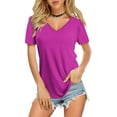 thumbnail image 1 of Womens V Neck Long/Short Sleeve T Shirts Basic Tee Tops, 1 of 3