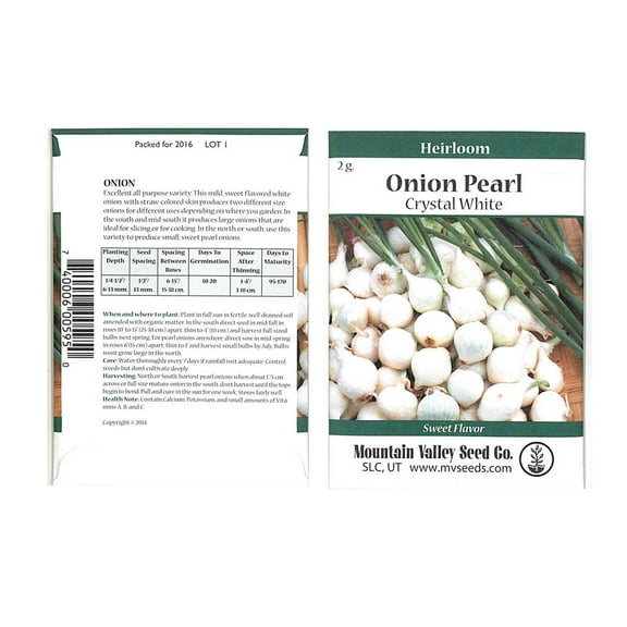 Crystal White Wax Pickling Onion Garden Seeds - 2 Gram Packet - Non-GMO, Heirloom Vegetable Gardening Seed