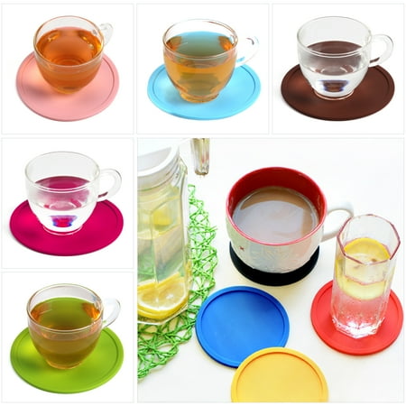 Tj Maxx Placemats CUH Set of 6 Circular Silicone Drink Coaster Anti-slip PVC Holder Pad Cup Coffee Mat Placemat for Drinks ()