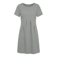 thumbnail image 5 of Byworldtasic Women's 2026 T Shirt Dress Summer Casual Flowy Short Sleeve Ruched Waistline Round Neck Going Out Dress, 5 of 7