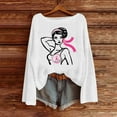 thumbnail image 2 of Craaazy Women's Fashion Breast Cancer Awareness Prints Shirts Round Neck Long Sleeve Pullover Knitted Tops Gifts, 2 of 4