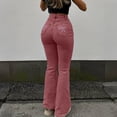 thumbnail image 5 of XUNKUSGA Womens Jeans Fashion Y2k Bowknot Embroidere Bell Bottom Jeans Comfortable Stretchy High Waisted Slim Womens Bootcut Jeans with Pockets S-42XL,Pink, 5 of 9