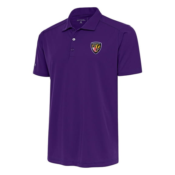 Men's Antigua Purple Baltimore Ravens Team Logo Throwback Tribute Polo