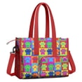 thumbnail image 2 of Teacher Tote Bag,Colorful Dog Paw Footprint Teacher Utility Tote Bag,Large Work Tote Bags for Women with Multiple Pockets,Top Zipper Closure,13.8x10.6x6.7 Inch, 2 of 5