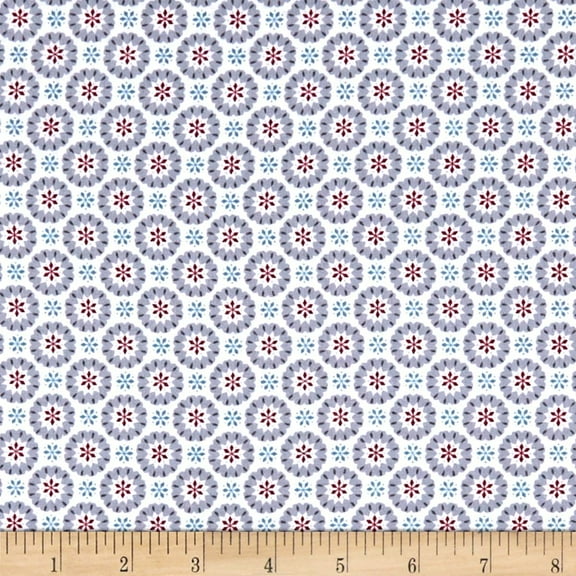 Lewis & Irene E. E. Schenck Hygge Christmas Heart Snowflakes Icy Blue 100% Cotton Fabric sold by the yard