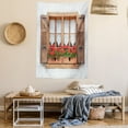 thumbnail image 2 of Country Tapestry, Print of Old European Windows with Shutters and Flowers Pots in Rurals Boho, Wall Hanging for Bedroom Living Room Dorm Decor, 60W X 80L Inches, Brown White Red, by Ambesonne, 2 of 5