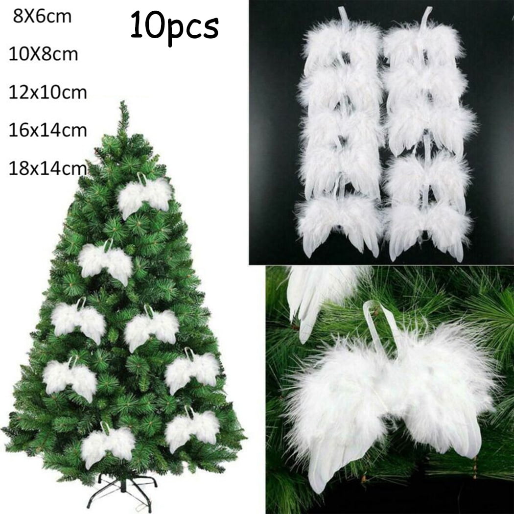  MWOOT 10 Pcs White Feathers Decorations, Angel Feather Wings  Hanging Decor,White Feathers for Christmas Tree,White Wings Hanging  Ornaments Accessories for DIY Wedding Birthday Lampshades Costume Decor :  Home & Kitchen