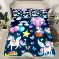 thumbnail image 2 of Manfei Girls Kawaii Unicorn Full Size Sheets 4-Piece for Kids Children, Magical Wildlife Bed Sheets, Chic Butterfly Star Rainbow Sheet Sets, Microfiber Bedroom Decor, 2 of 7