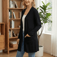 thumbnail image 2 of MLDRA Women's Open Front Lightweight Casual Long Sleeve Cardigan with Pockets, Black, 2026, 2 of 7