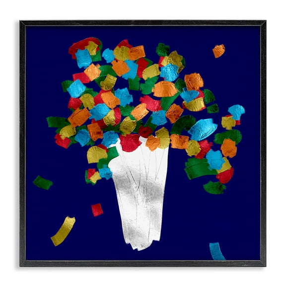 Stupell Industries Contemporary Abstract Flower Vase Black Framed Giclee Art, 12 x 12, by Bellassai Art