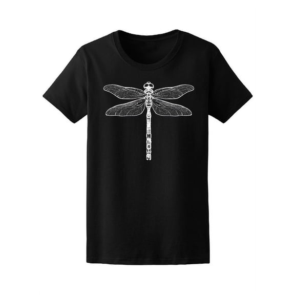 Cool White Dragonfly Sketch T-Shirt Women -Image by Shutterstock, Female Small