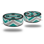Skin Wrap Decal Set 2 Pack for Amazon Echo Dot 2 - Zig Zag Teal and Gray (2nd Generation ONLY - Echo NOT INCLUDED)